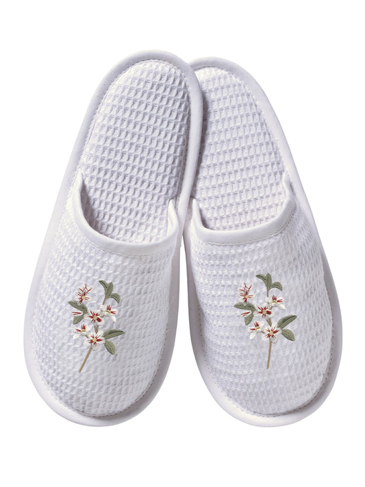 Slippers, Waffle Weave, Apple Blossom (White)