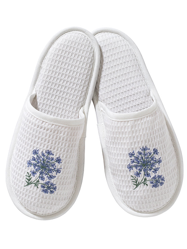 Slippers, Waffle Weave, Queen Anne's Lace (Blue)