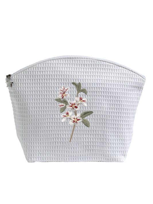 Cosmetic Bag (Large), Apple Blossom (White)
