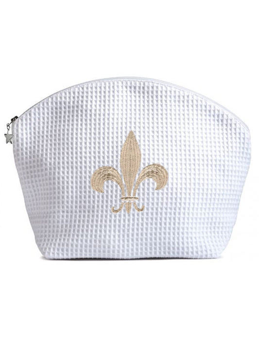 Cosmetic Bag (Large), Fleur de Lis (Beige)