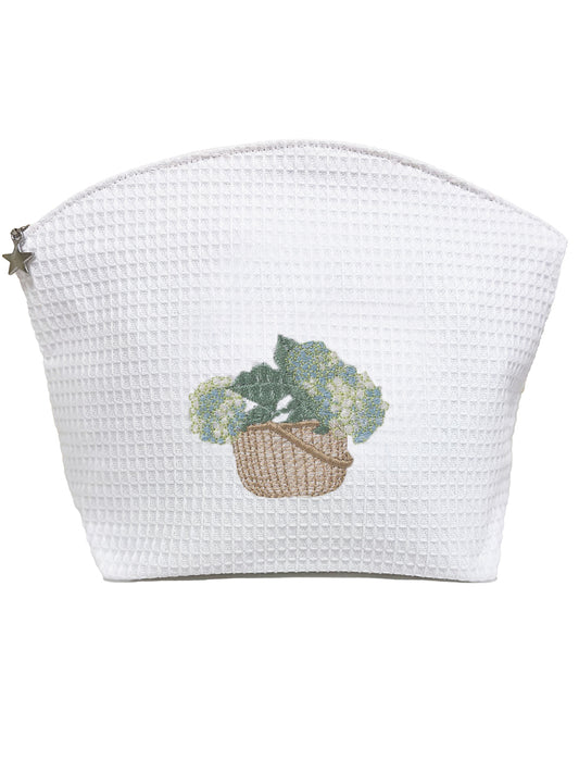 Cosmetic Bag (Large), Hydrangea Basket (Cream/Blue)