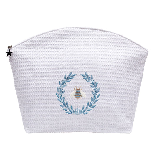 Cosmetic Bag (Large), Napoleon Bee Wreath (Duck Egg Blue)