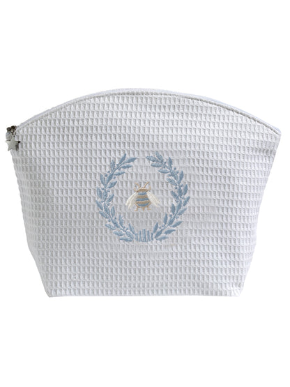 Cosmetic Bag (Large), Napoleon Bee Wreath (Duck Egg Blue)