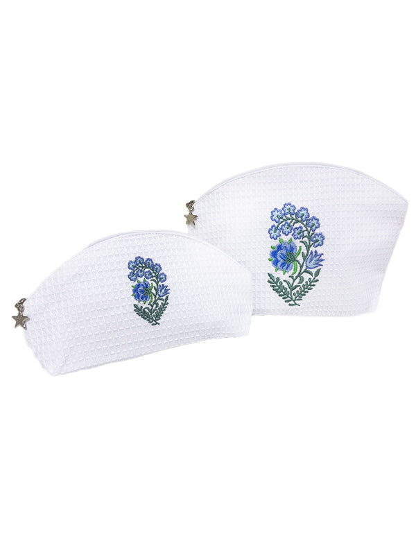 Cosmetic Bag (Medium), Fleur (Blue)