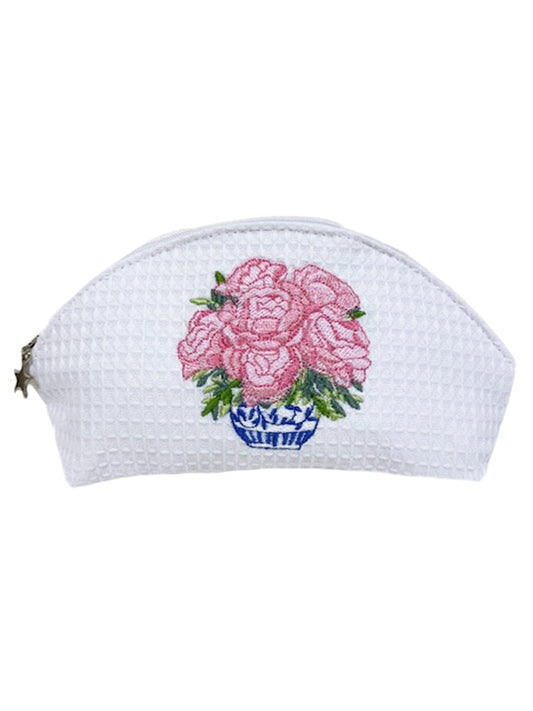 Cosmetic Bag (Small), Pot of Peonies (Pink)