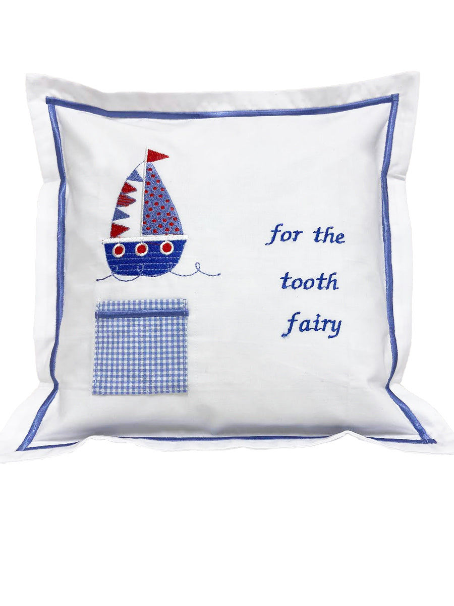 Tooth Fairy Pillow Cover, Flag Sailboat (Red, White, Blue)