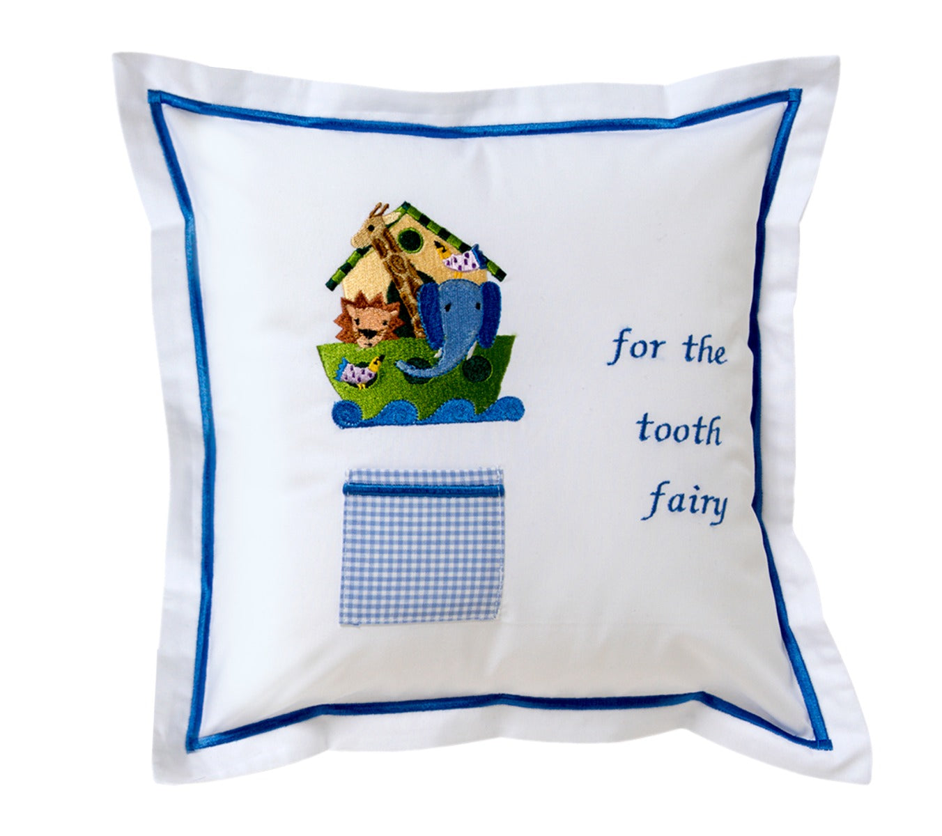 Tooth Fairy Pillow Cover, Noah's Ark (Blue)