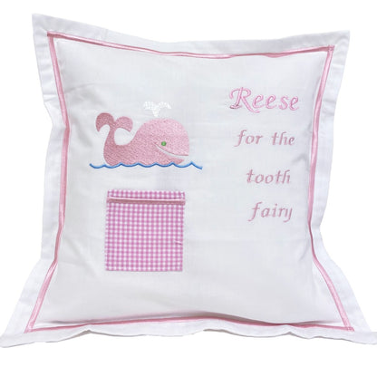 Tooth Fairy Pillow Cover, Whale (Pink)