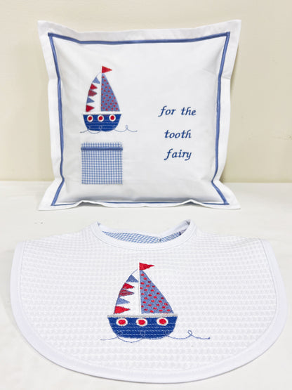 Bib, Flag Sailboat (Red, White, Blue)