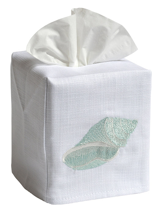 Tissue Box Cover, Conch (Aqua)