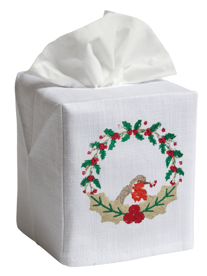 Tissue Box Cover, Embroidered, Holiday