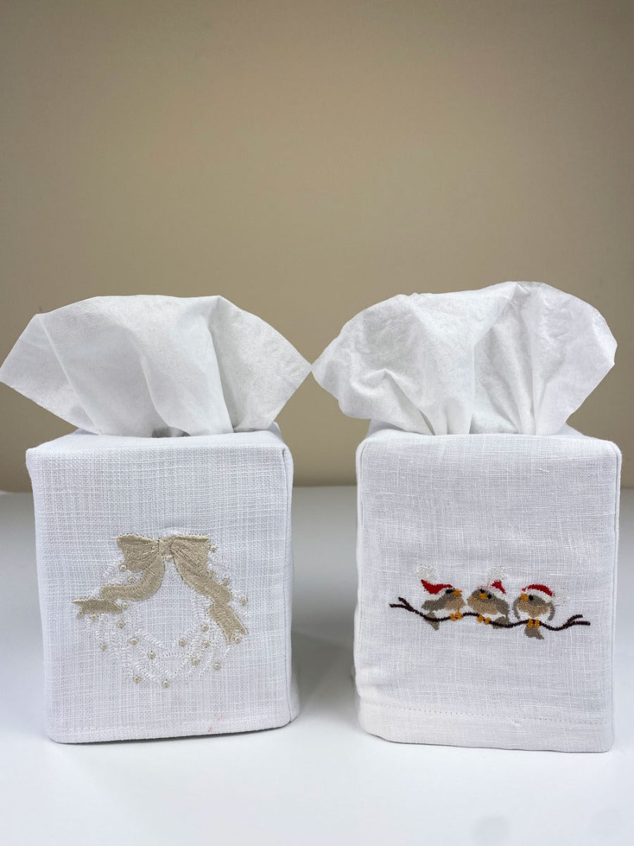Tissue Box Cover, Christmas Birds on a Branch