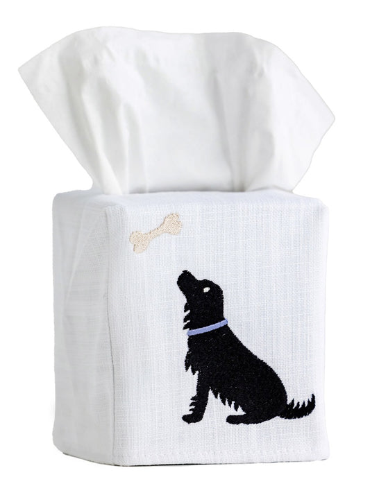 Tissue Box Cover, Dog & Bone (Black)