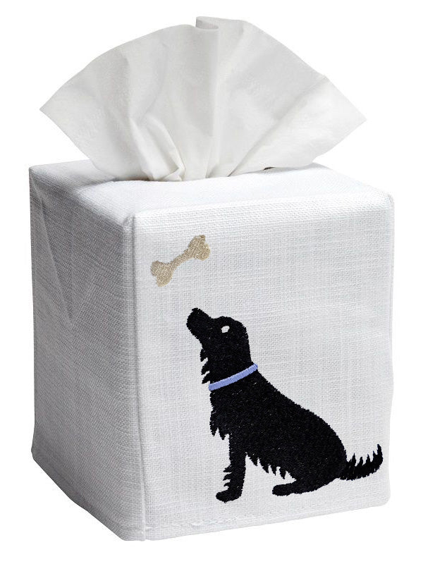 Tissue Box Cover, Dog & Bone (Black)