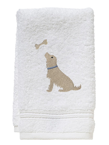 Guest Towel, Terry, Dog & Bone (Yellow)