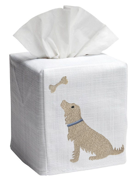 Tissue Box Cover, Dog & Bone (Yellow)