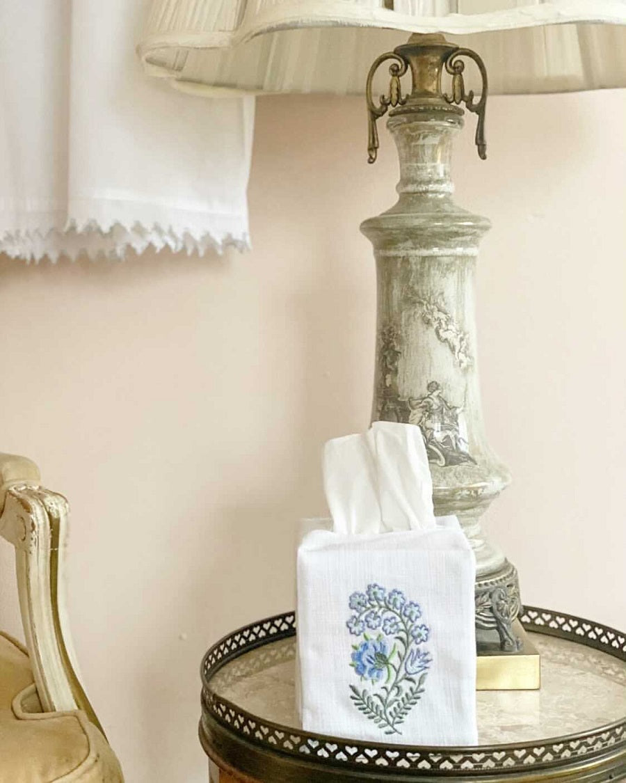 Tissue Box Cover, Fleur (Blue)