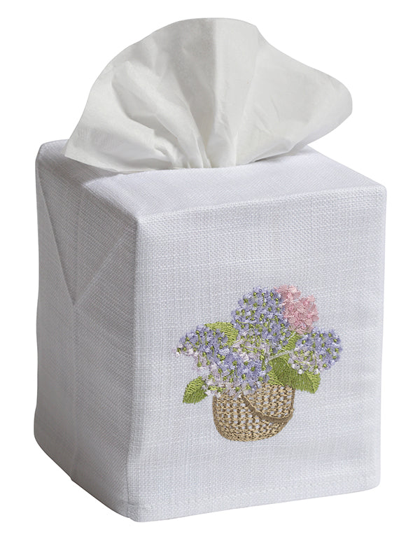 Tissue Box Cover, Hydrangea Basket (Pink, Blue)