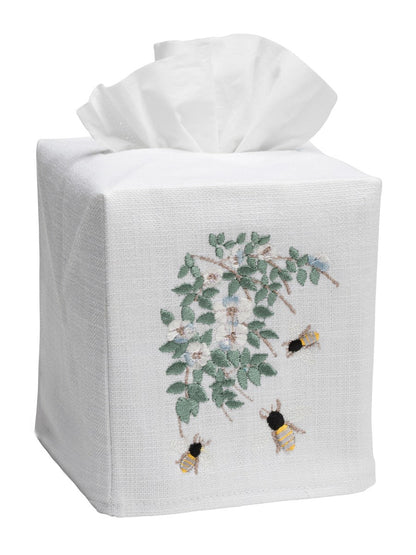 Tissue Box Cover, Embroidered Bees