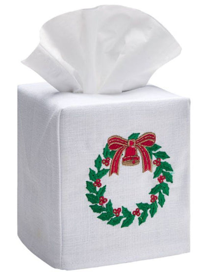 Tissue Box Cover, Bell Wreath (Green, Red)