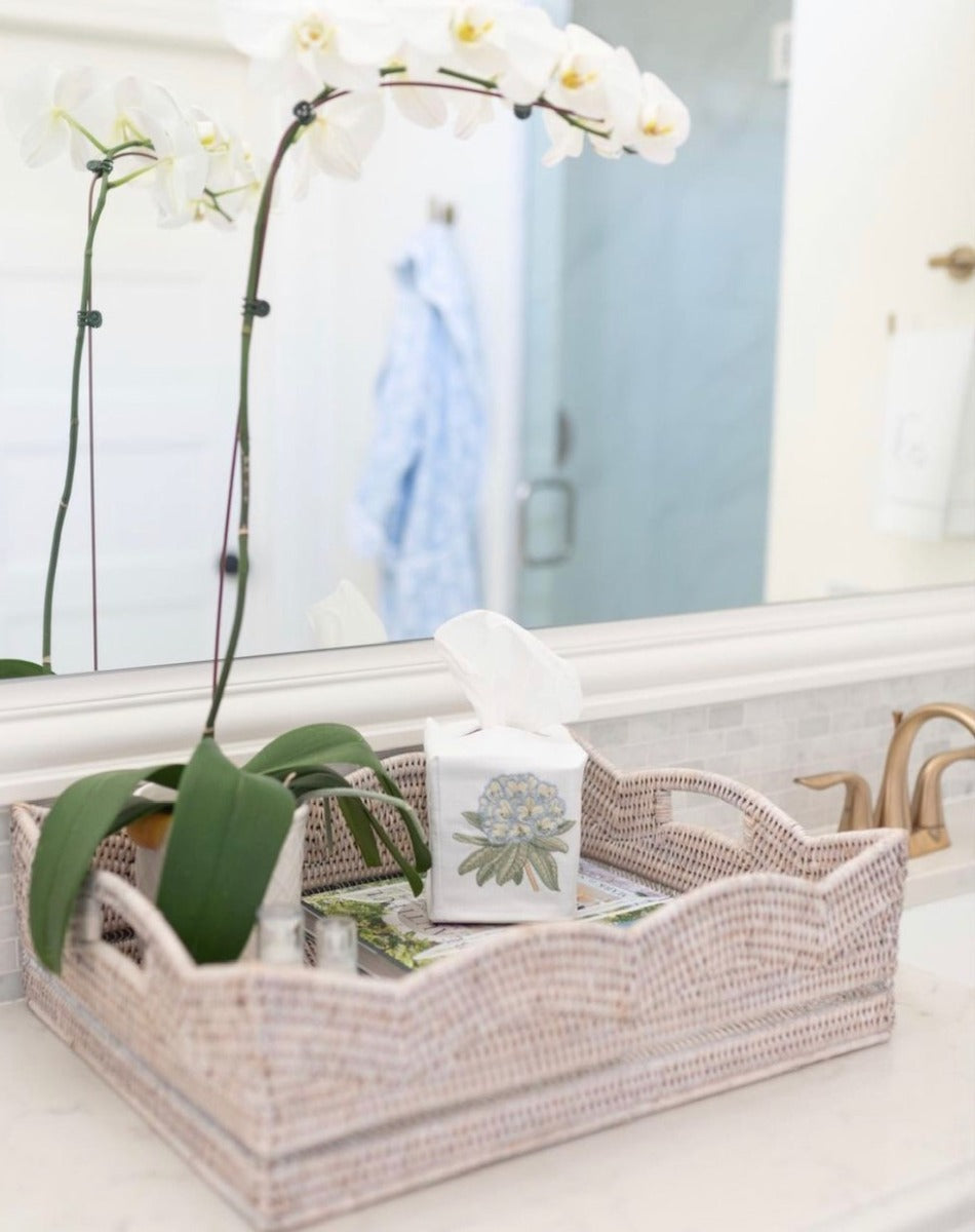 Tissue Box Cover, Rhododendron (Duck Egg Blue)
