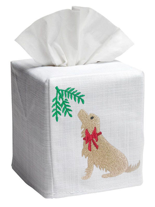 Tissue Box Cover, Holiday Yellow Lab