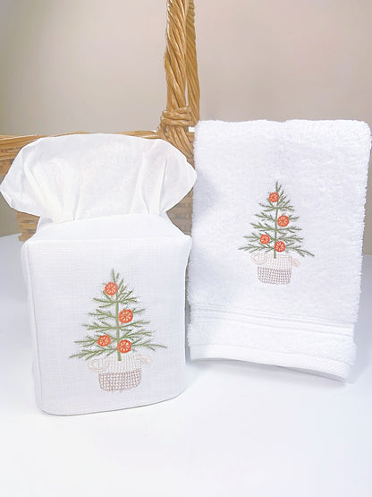 Tissue Box Cover, Oranges for Christmas