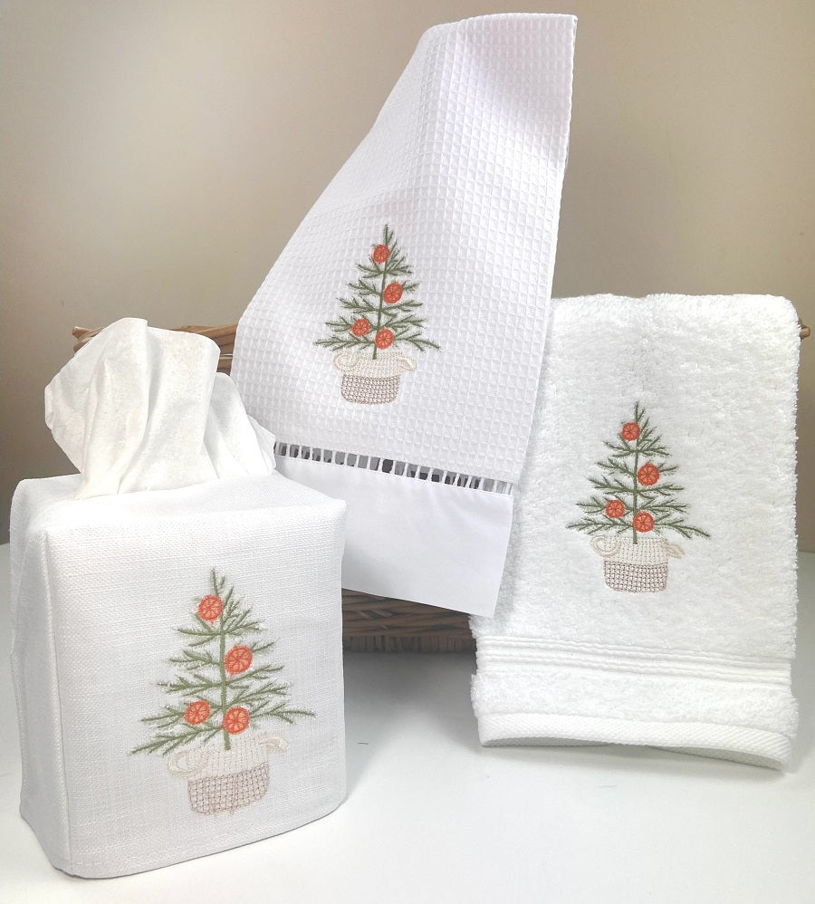Guest Towel, Terry, Oranges for Christmas