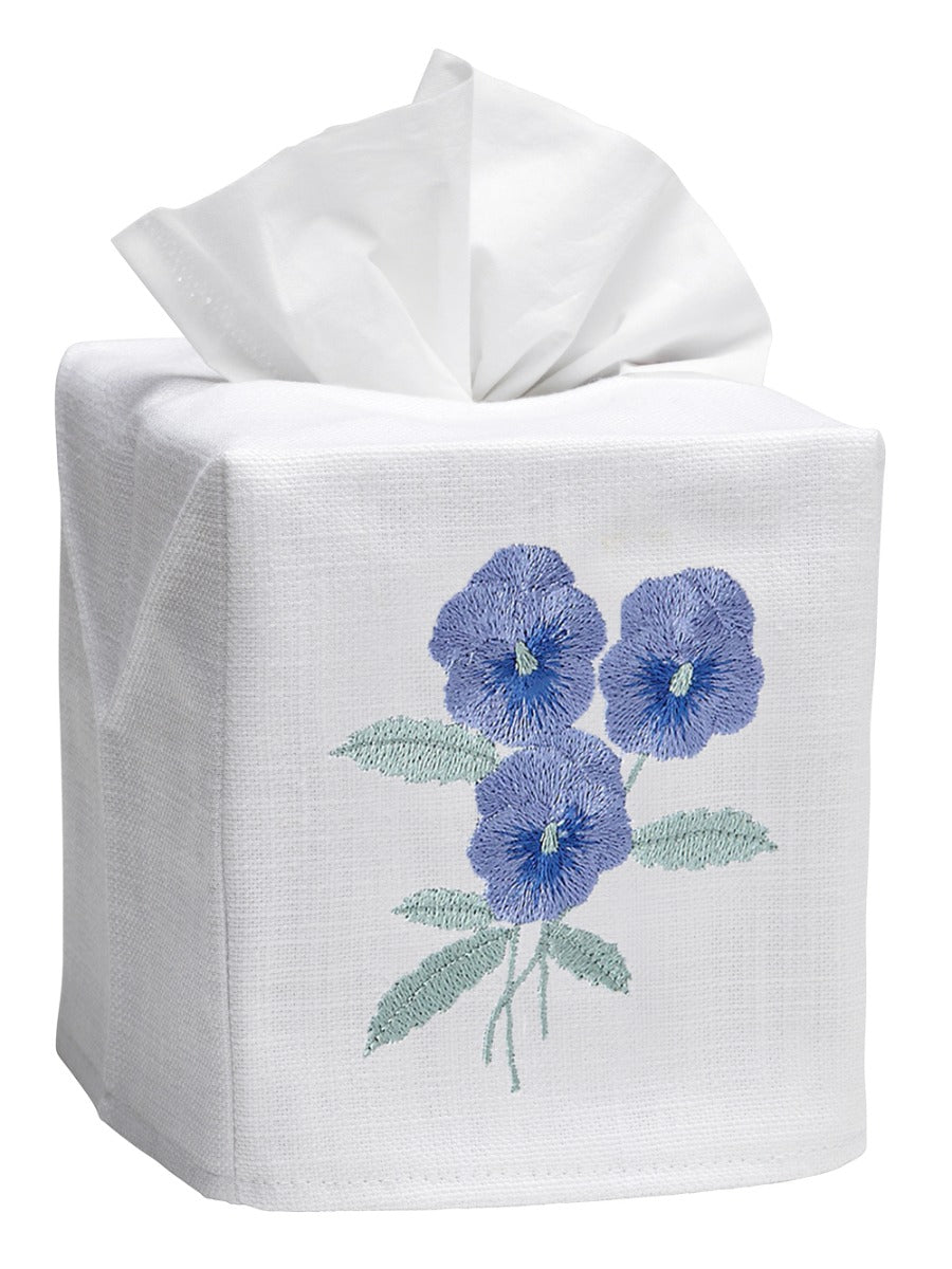 Tissue Box Cover, Pansies (Blue)
