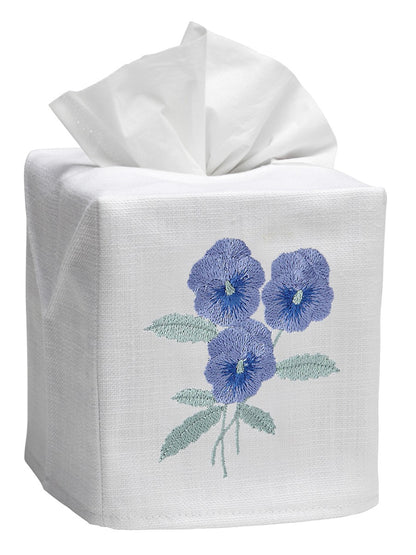 Tissue Box Cover, Pansies (Blue)