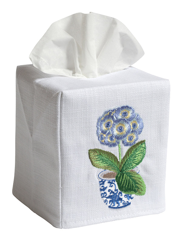 Tissue Box Cover, Potted Primrose (Blue)