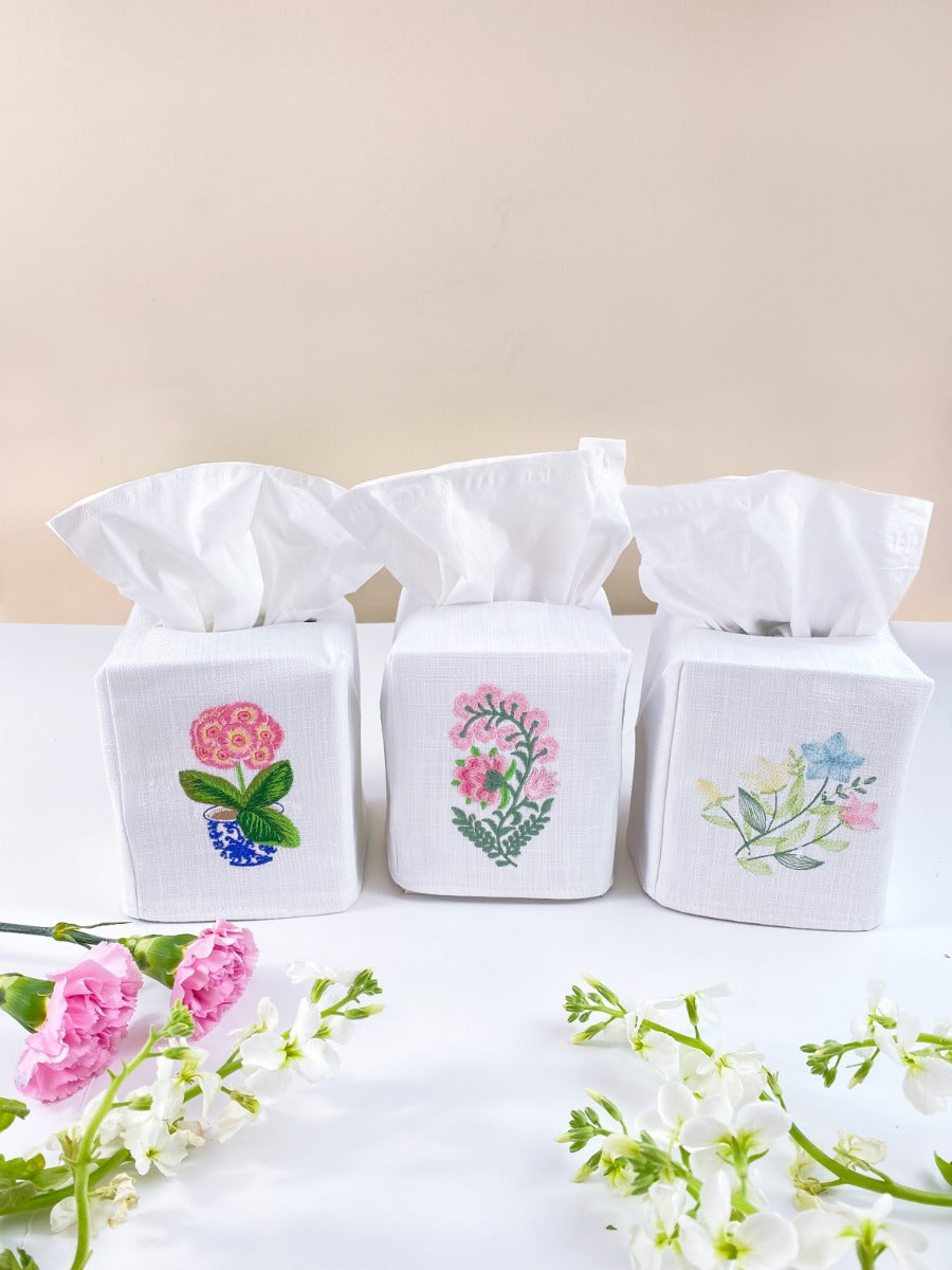 Tissue Box Cover, Fleur (Pink)