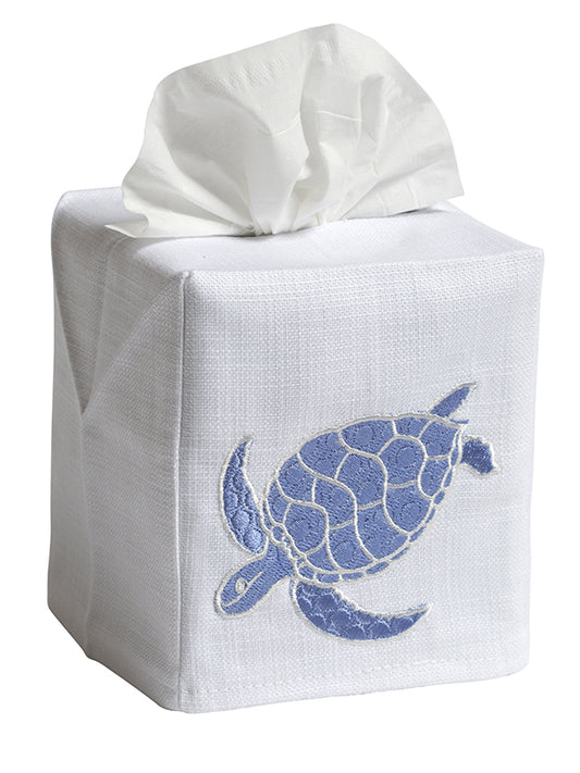 Tissue Box Cover, Swimming Turtle (Blue)