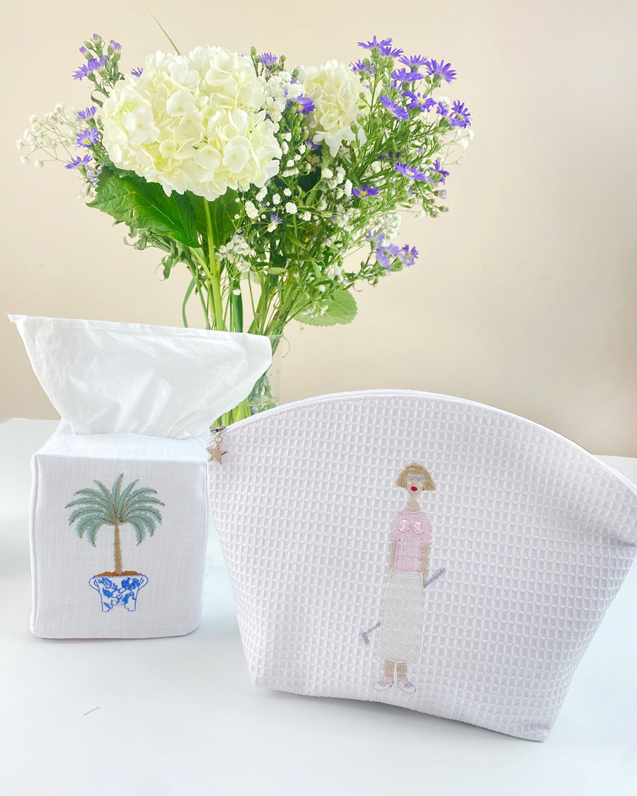 Tissue Box Cover, Tropical Palm Tree (Olive)