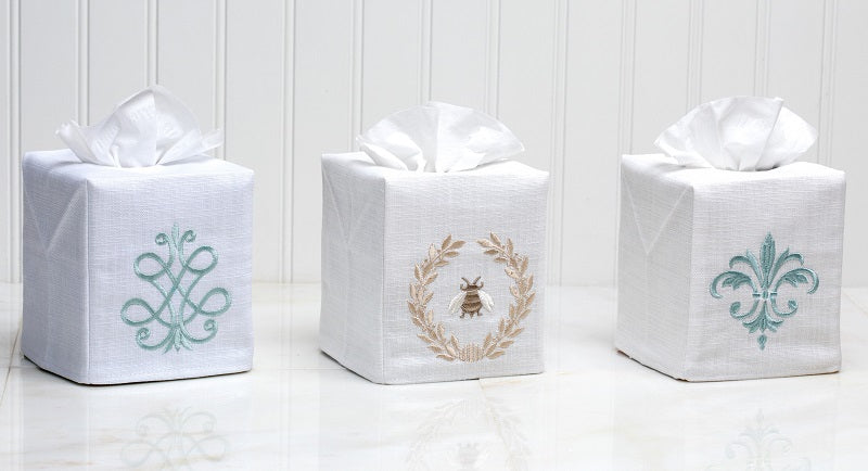 Tissue Box Cover, Fleur de France (Aqua)