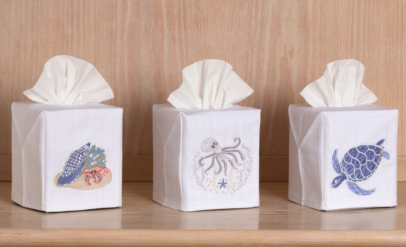 Tissue Box Cover, Swimming Turtle (Blue)