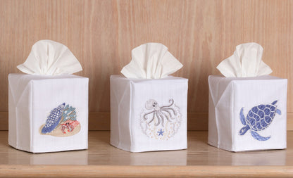 Tissue Box Cover, Swimming Turtle (Blue)