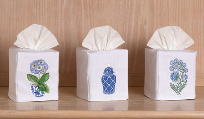 Tissue Box Cover, Fleur (Blue)