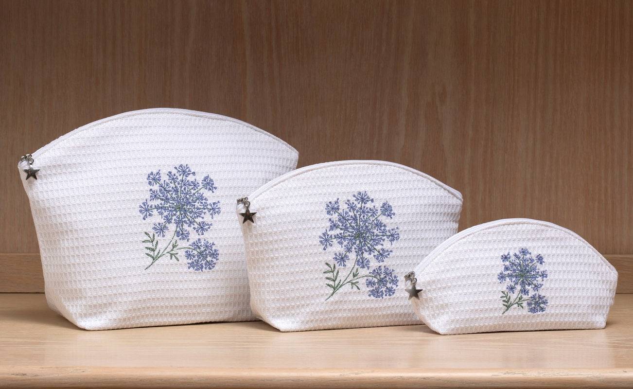 Cosmetic Bag (Small), Queen Anne's Lace (Blue)