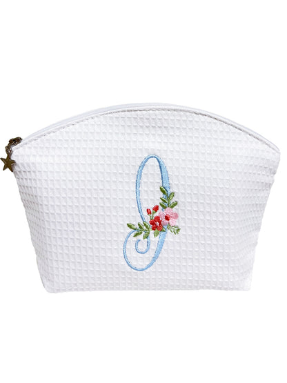 Cosmetic Bag (Medium) - White Waffle Weave, Curved Top