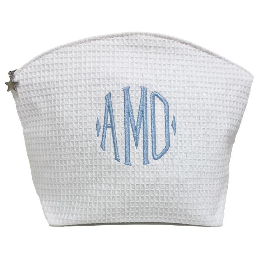 Cosmetic Bag (Large) - White Waffle Weave, Curved Top