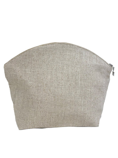 Cosmetic Bag, Natural Linen (Large), Anchor (Blue, Beige)