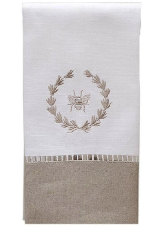 Guest Towel, Combo Linens, Bee Wreath (Beige)