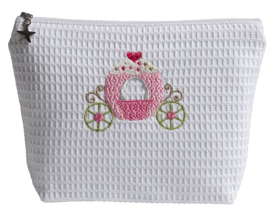 Cosmetic Bag (Medium), Waffle Weave, Cinderella's Carriage (Pink)