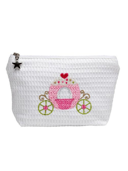 Cosmetic Bag (Small), Waffle Weave, Cinderella's Carriage (Pink)