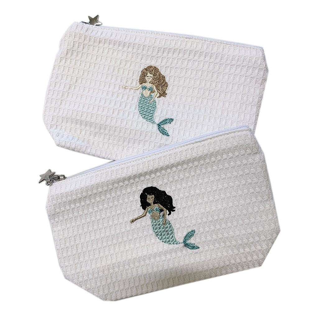 Cosmetic Bag (Small), Waffle Weave, Exotic Mermaid (Aqua)