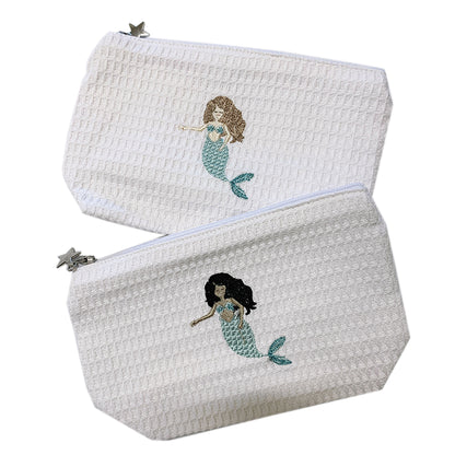 Cosmetic Bag (Small), Waffle Weave, Exotic Mermaid (Aqua)