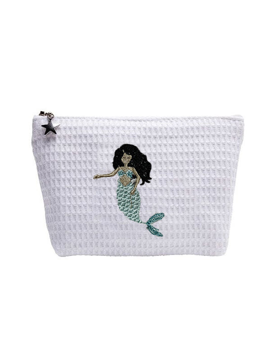 Cosmetic Bag (Small), Waffle Weave, Exotic Mermaid (Aqua)