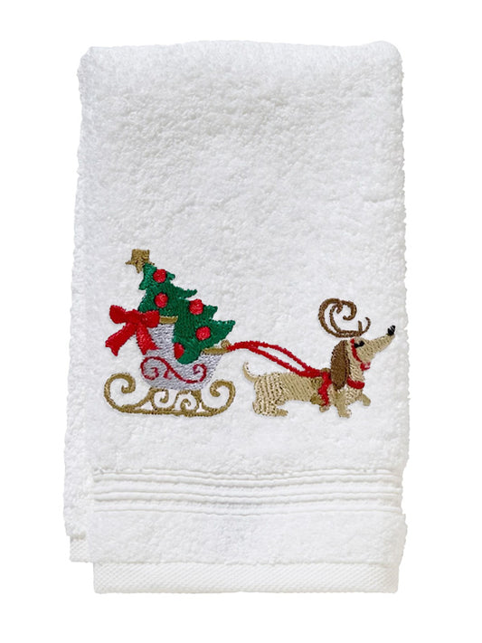 Guest Towel, Terry, Christmas Dog Sleigh