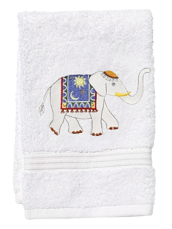 Guest Towel, Terry, Charming Elephant (Blue)